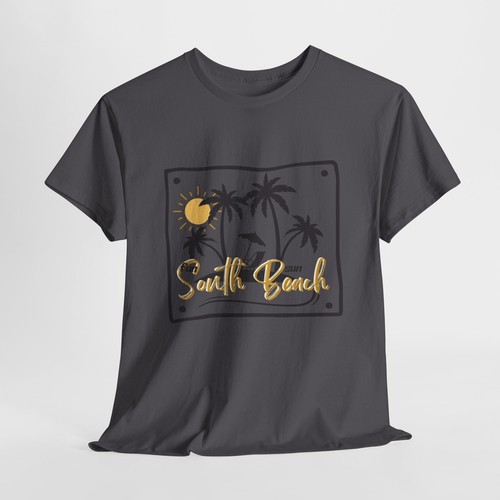Miami Beach South Beach Unisex Heavy Cotton Tee T-Shirt 'Fun Sun' - Picture 74 of 118