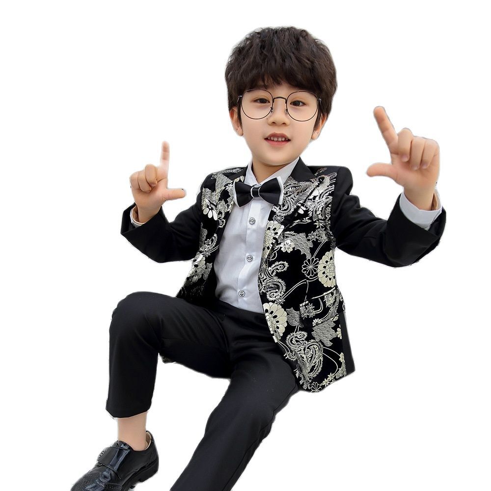 Children Formal Dress Kids Flower Jacket Pants Bowtie Handsome Photography  Suit | eBay
