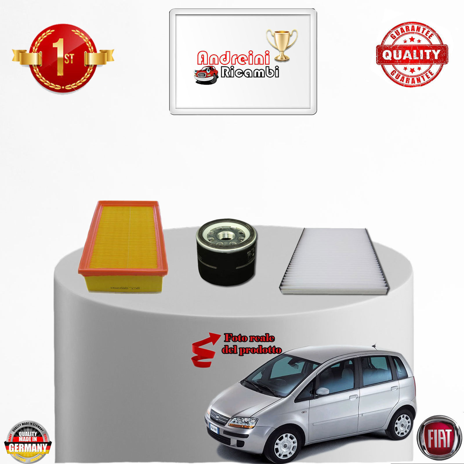 KIT TAGLIANDO 3 FILTRI FIAT IDEA 1.4 16V 70KW 95CV DAL 2004...