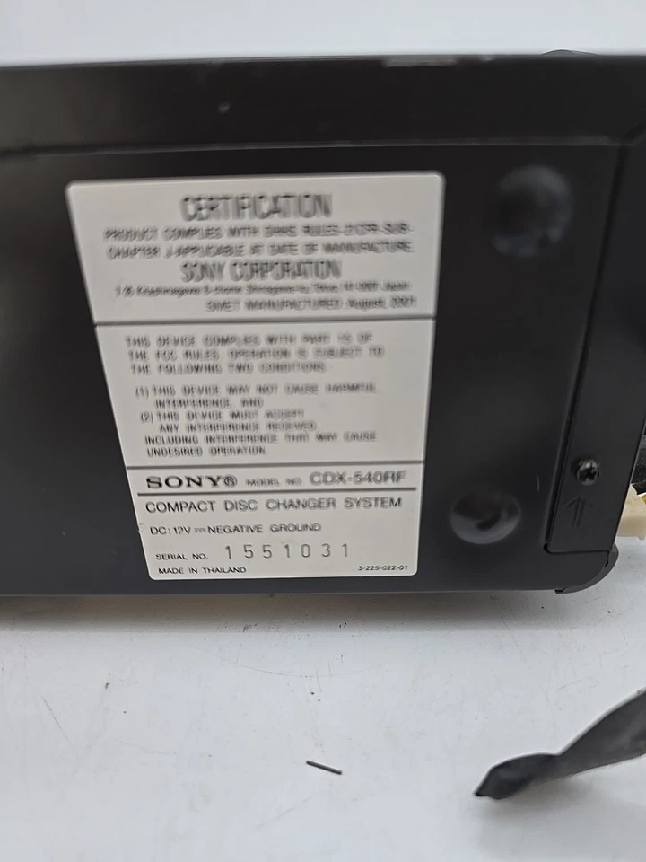 Sony 10 Disc Automatic Changer Digital Audio CDX-540RF Untested - Image 4 of 4