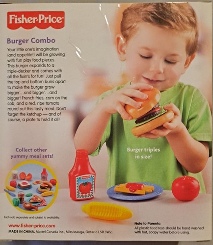 SEALED/NEW Fisher Price Triple Burger Combo + Fries,Corn,Apple + Play Food 2008 - Picture 2 of 2