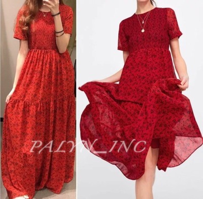 zara long red dress