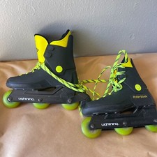 vtg 90s Rollerblade Lightning Inline Skates Sz 40-6 Black Neon Yellow Kryptonics