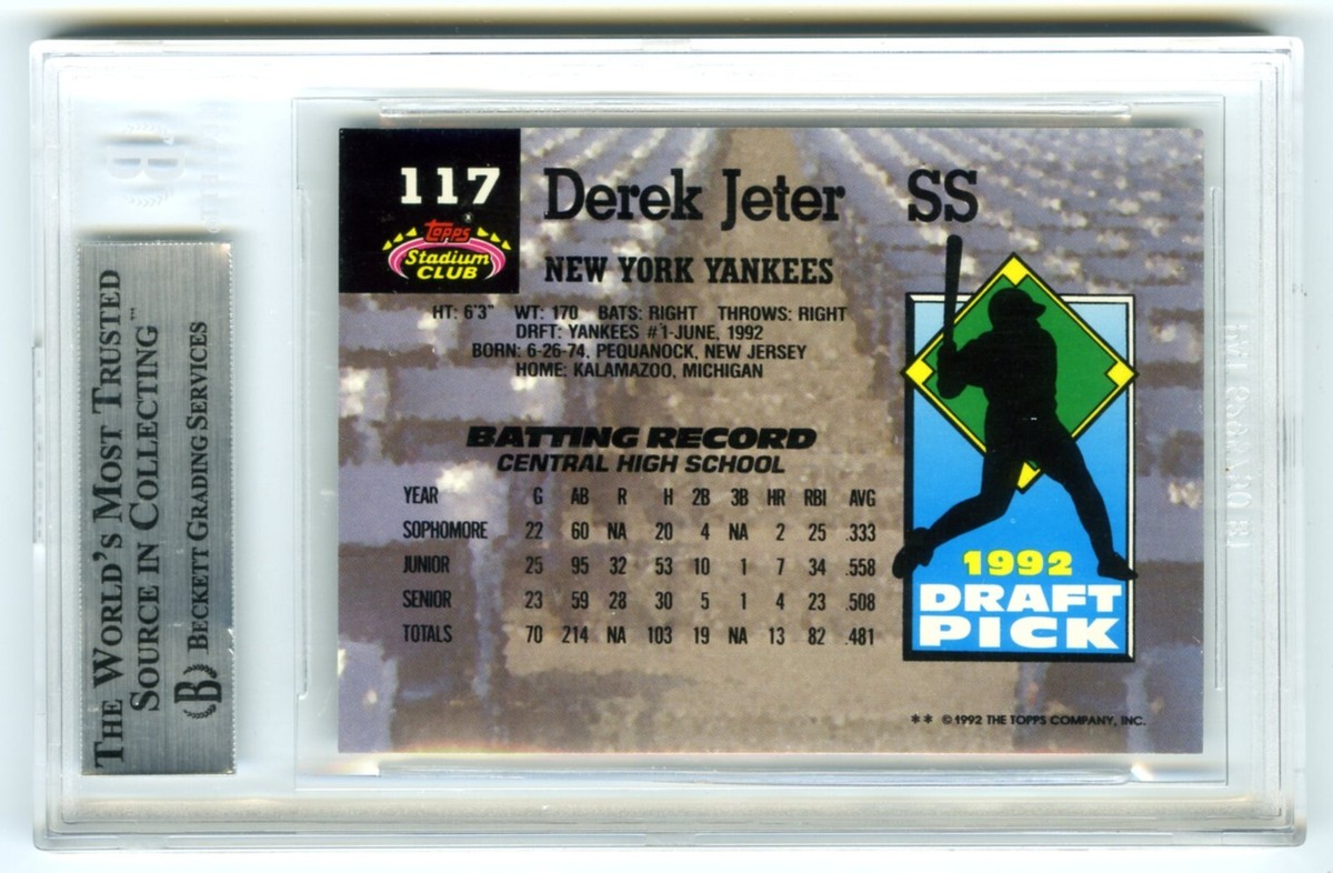 DEREK JETER~1993 STADIUM CLUB MURPHY BGS-9 MINT w/9.5&10 SUBS 