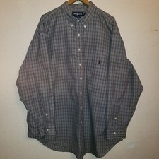 Ralph Lauren Mens Gray Plaid Long Sleeve Oxford Shirt Front Pocket Sz 3X Big