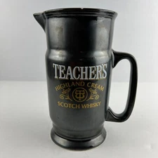 Vintage Teacher's Highland Cream Scotch Whisky Pub Jug Bar Pitcher Gray Ceramic