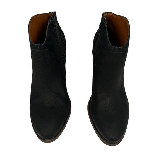 Lucky Brand Elle Ankle Boot Round Toe Black Leather Western Booties Size 9.5 - Picture 4 of 13