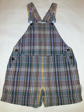 Gymboree Vintage 1996 Vacation Bound Plaid Shortall Bibs Toddler Boys Sz Medium