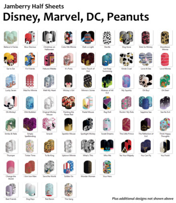 Jamberry DISNEY, MARVEL, DC, & PEANUTS Nail Wraps ~ Half Sheet, FREE SHIPPING