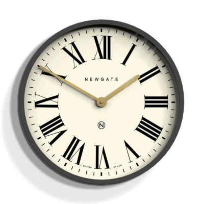 Newgate® - Mr Butler Wall Clock Dark Grey with Cream Roman Dial Gold Hands - Image 1 of 4