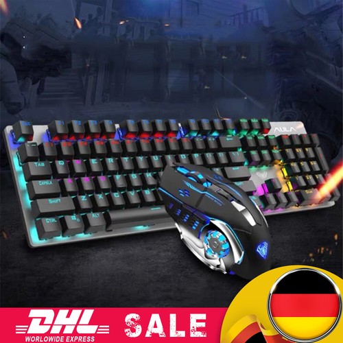 Gaming Tastatur Maus Set USB RGB LED kabelgebunden für PC Laptop PS5 Xbox One DE - Bild 15 von 18