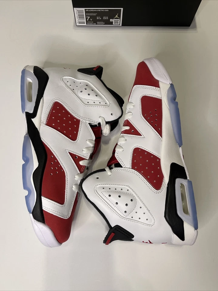 NUEVO Nike Air Jordan 6 Carmine 2021 384665-106 Niño Talla 7Y Mujer 8.5 Grado B Foto 4 de 4