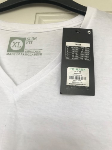 Set of 3 Cedar Wood State White Slim Fit Cotton V-Neck T-Shirts Size XL / 44-46" - Picture 3 of 14