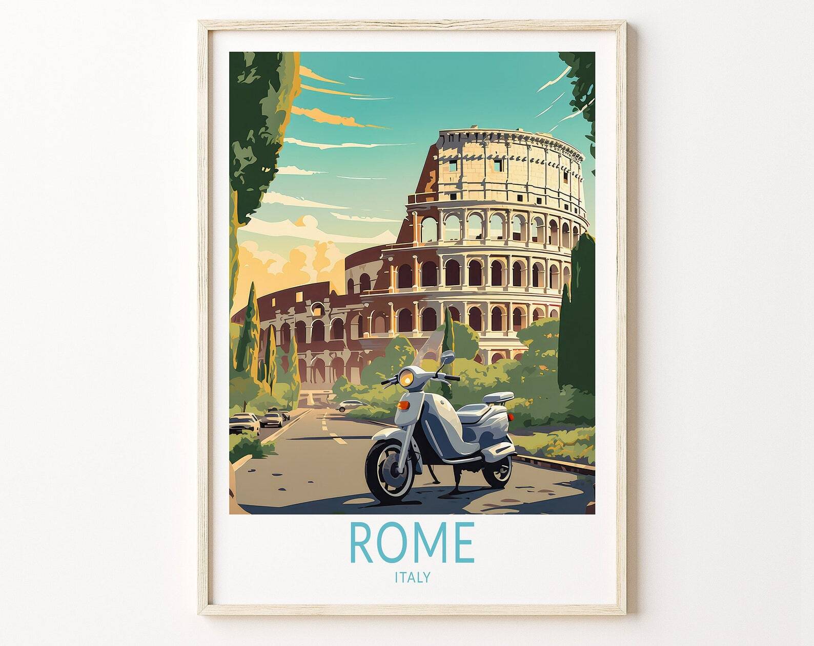 Rome Italy Travel Poster Wall Art Rome Colosseum Poster Colosseum Rome Wall Art
