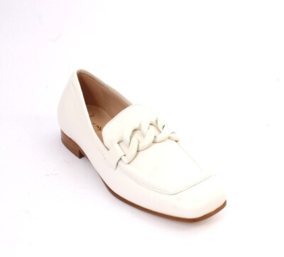 Luca Grossi 092 Beige Leather Classic Flat Shoe 34 / US 4