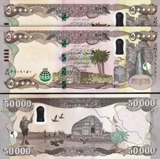 100,000 IRAQI DINAR 1/10 Million 2x 50k UNCirculated AUTHENTIC Guarantee Iraq