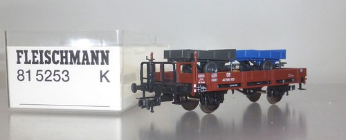 Fleischmann / Wiking 81 5253 K ; Flachwagen DB mit 2x Ladewagen OVP 1:87 #RK4 | Zustand: Neu