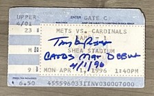 Tony LaRussa St. Louis Cardinals Managerial Debut Signed Ticket Stub 4/1/96 JSA