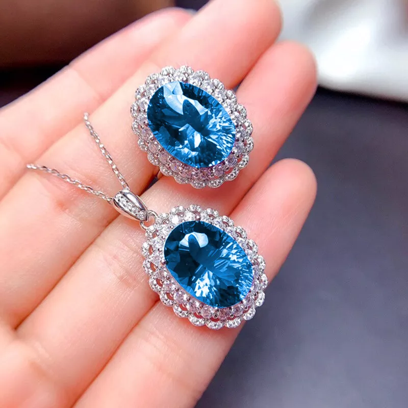 Blue topaz jewelry set deals