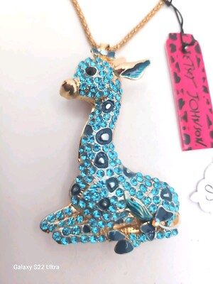 SPARKLING BLUE 3D BLUE TALL GIRAFFE INLAID WITH CRYSTALS AND ENAMEL 20-24 ''