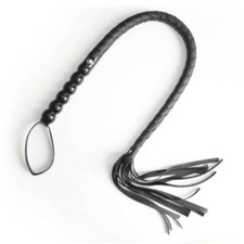 Long Black PU Leather Flogger Whip Kinky Goth Flogger Restraint Foreplay Funny 2