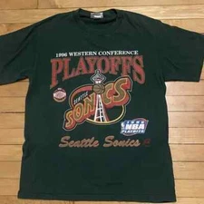Rare 90s Seattle Supersonics 1996 NBa Playoffs T Shirt Retro Tee HN1833