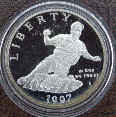 1997-S Jackie Robinson Baseball Silver Dollar Proof US Mint $1