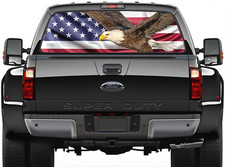 American Flag Eagle Pick-up Truck Rear Window Graphic Decal Perforated Vinyle