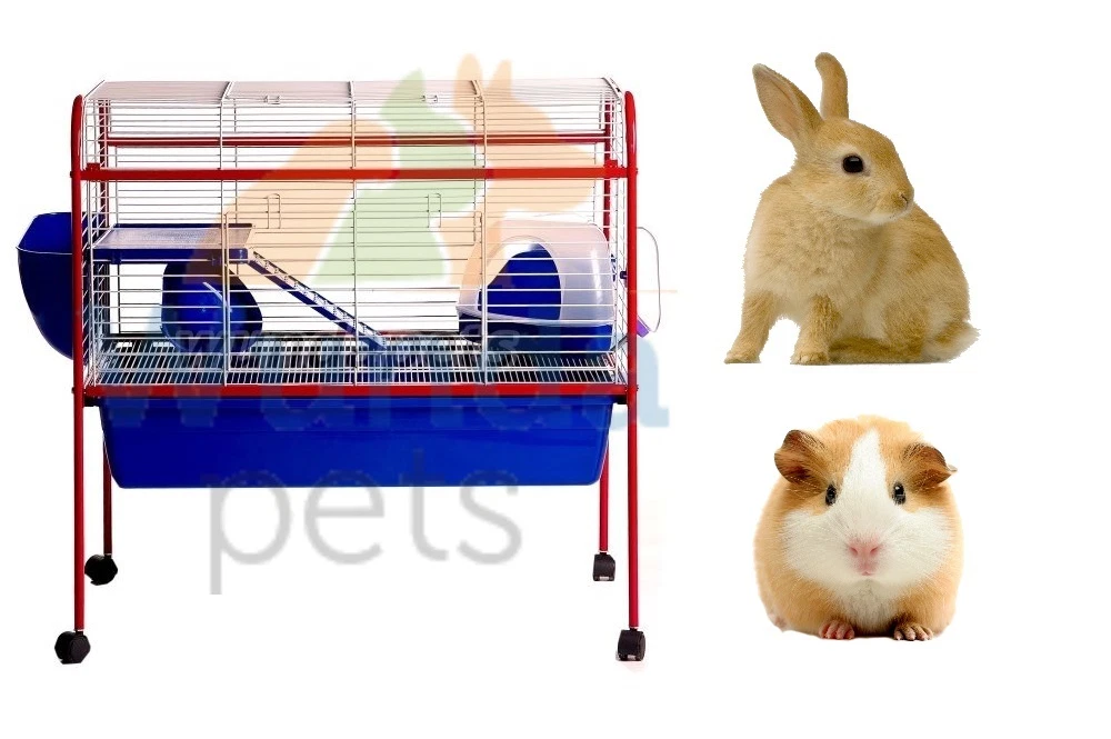 88CM INDOOR DWARF RABBIT GUINEA PIG CHINCHILLA FERRET CAGE HUTCH CASTORS DYR3A