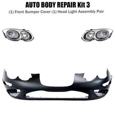 Front Bumper Cover Fascia Head Light Assembly Pair For 1999-2004 Chrysler 300m