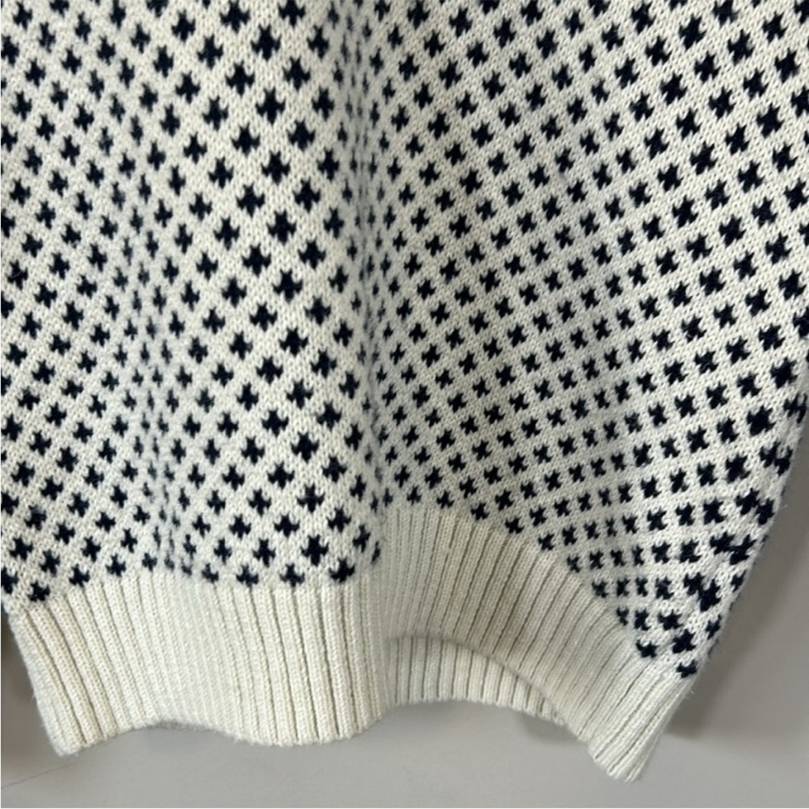 LONG WHARF Womens Osterville SeaWell Sweater Cream Fisherman Recycled Vneck XS