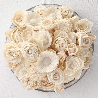 DIY Sola Wood Flowers for Crafts, White Assortment 1.38-1.77 inch, 50 PCS Bulk