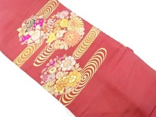 7759386: JAPANESE KIMONO / ANTIQUE NAGOYA OBI / SILK / WOVEN SPIRAL