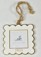 Pottery Barn AS-IS Ivory Scallop Enamel Square Frame 2025 Christmas Ornament