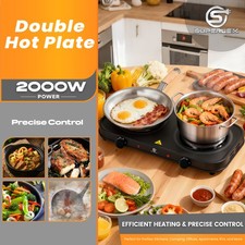 SUPERLEX Electric Hot Plate Portable Double Table Top Cooker Kitchen Hob Stove