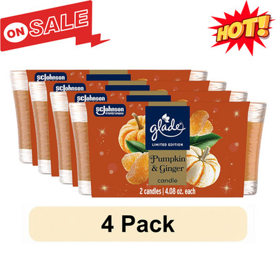 4 Pack Glade Candle Jar Christmas Holiday Pumpkin & Ginger 4.08 oz New