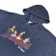 VTG Disneyland Resort Men's Mickey Friends Fleece Pullover Hoodie Navy Large