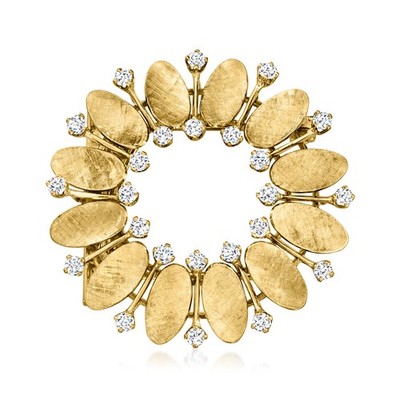 Vintage Piaget 1.20 ct. t.w. Diamond Flower Pin in 18kt Yellow Gold