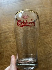 Carlsberg Vintage Half Pint Glass with Gold Rim. Never Used.