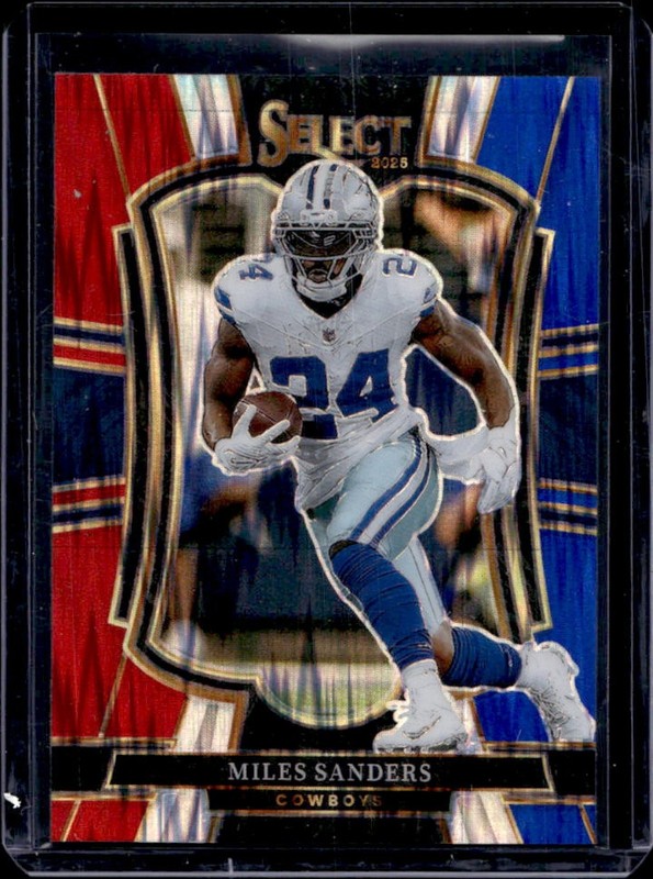 2025 Panini Select Miles Sanders Premier Level Red and Blue Prizm Shock #198