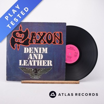 Saxon Denim And Leather LP Album Vinyl Record 1981 CAL 128 Carrere - VG+/EX