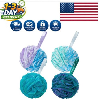Extra Large Exfoliating Loofah Sponge Set - Green-Purple Luxury Bath Experience