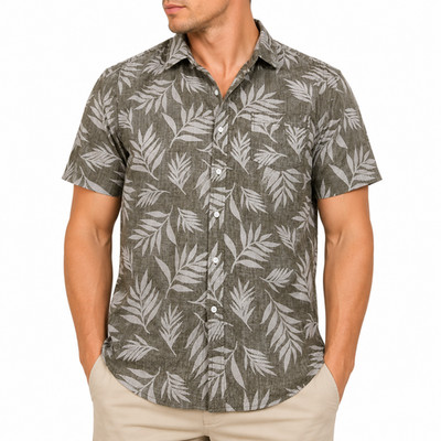 George Hawaiihemd Herren Gr. XL Kurzarm Hemd Tropical Palmen Print Sommer