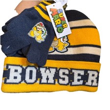 Super Mario Bowser Beanie Hat and Gloves Set, 2-Piece