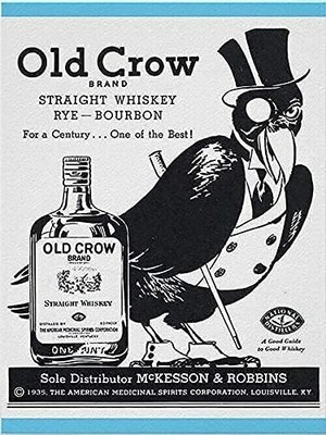 Old Crow Bourbon Rye WhiskeyTin Metal Signs Home Décor 8x12 Inch Garage Bar Rest