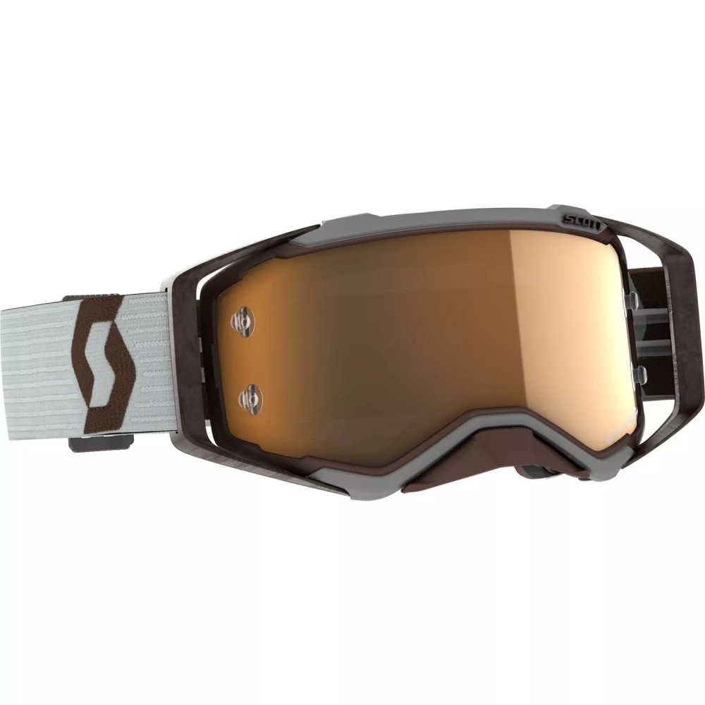 Scott Prospect Amplifier MX Goggles Grey Brown Gold Chrome Works