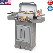 Kids BBQ Grill Playset Realistic Lights  Sounds Ages 2-6 8-Piece Kitchen Toys