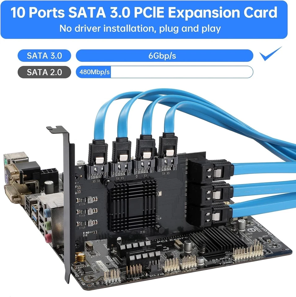 Advanced 10-Port SATA Controller Card with RAID and Cooling for Peak Performance - Image 4 of 4