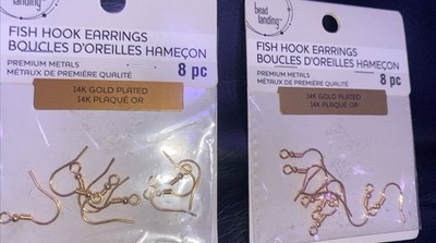 Lot Of 14k Gold Plated Fish Hook Earrings 16 Pairs for Jewelry Making New