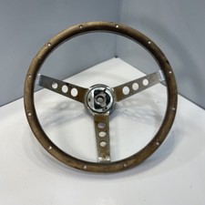 Grant Classic Wood Steering Wheel 15 Round Hole Chrome Spokes Ratrod Antique